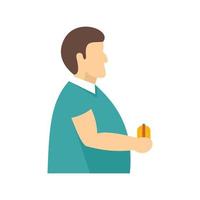 hombre gordo diabetes icono plano aislado vector