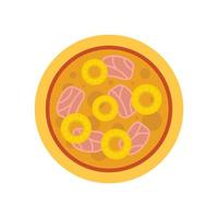 Fruit sausage pizza icon flat isolated vector