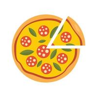 Slice sausage pizza icon flat isolated vector