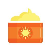 Sunscreen jar cream icon flat isolated vector