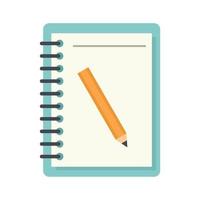 Lesson pencil notebook icon flat isolated vector