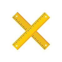 Crossed wood ruler icon flat isolated vector