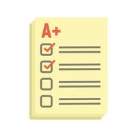 Lesson paper test icon flat isolated vector