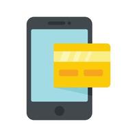 Smartphone credit card icon flat isolated vector