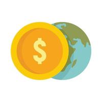 Global dollar transfer icon flat isolated vector