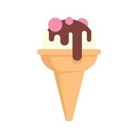 cono playa helado icono plano aislado vector