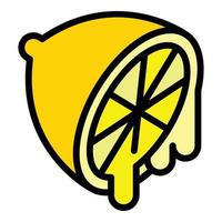 Half a lemon icon color outline vector