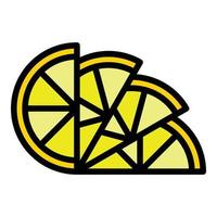 Lemon wedges icon color outline vector