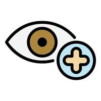 Eye plus icon color outline vector