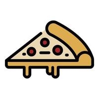 Slice of pizza icon color outline vector