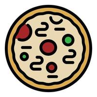 vector de contorno de color de icono de pizza de anchoa