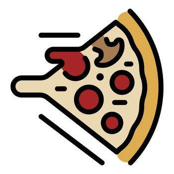 Slice of pizza with cheese icon color outline vector