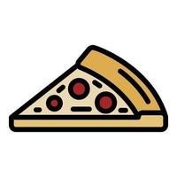 A piece of pizza with sausage icon color outline vector