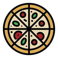 vector de contorno de color de icono de pizza en rodajas