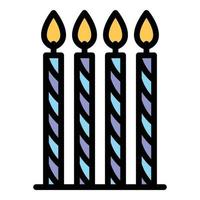 Four thin candles icon color outline vector