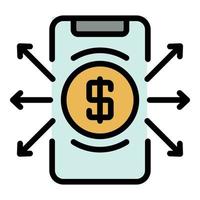 Smartphone payment icon color outline vector