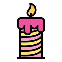 Striped candle icon color outline vector