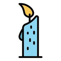 Burning candle icon color outline vector