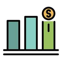 Currency chart icon color outline vector