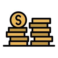 Stack of coins icon color outline vector