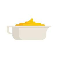 Mustard sauce bowl icon flat isolated vector