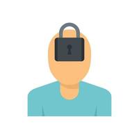 Mental person lock icon flat isolated vector