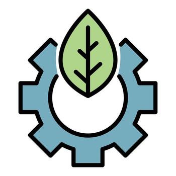 Leaf of a tree in gear icon color outline vector
