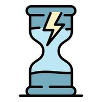 Hourglass and lightning icon color outline vector