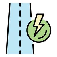 Road and lightning icon color outline vector