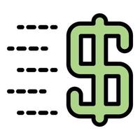 Dollar sign in motion icon color outline vector