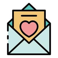 Envelope with love letter icon color outline vector