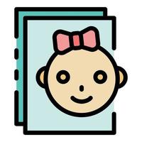 Baby paper icon color outline vector