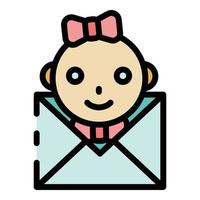 Baby in an envelope icon color outline vector