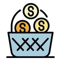 Basket with money icon color outline vector