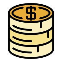 Stack of coins icon color outline vector
