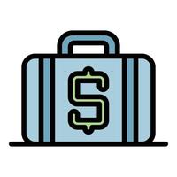 Suitcase with money icon color outline vector