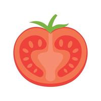 sabroso medio tomate icono plano aislado vector