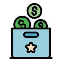 Box money startup icon color outline vector