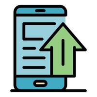 Smartphone upload icon color outline vector