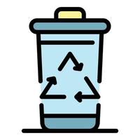 Garbage recycling bin icon color outline vector