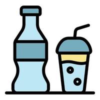 Soda bottle cup icon color outline vector