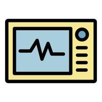 Heart rate monitor icon color outline vector