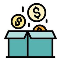 Money box investor icon color outline vector