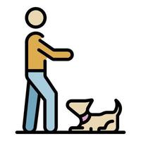 Dog play with man icon color outline vector