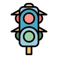 Traffic lights icon color outline vector