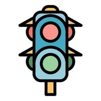 Traffic lights icon color outline vector