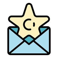 Star envelope program icon color outline vector