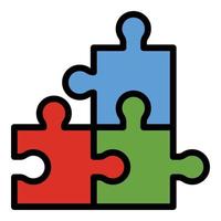 Jigsaw match icon color outline vector