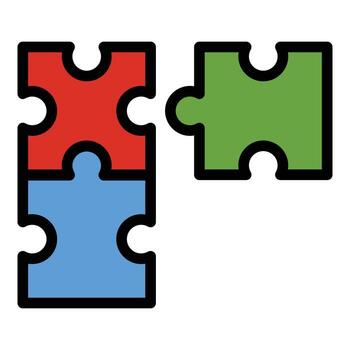 vector de esquema de color de icono de desarrollo de rompecabezas