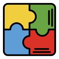 Puzzle scheme icon color outline vector